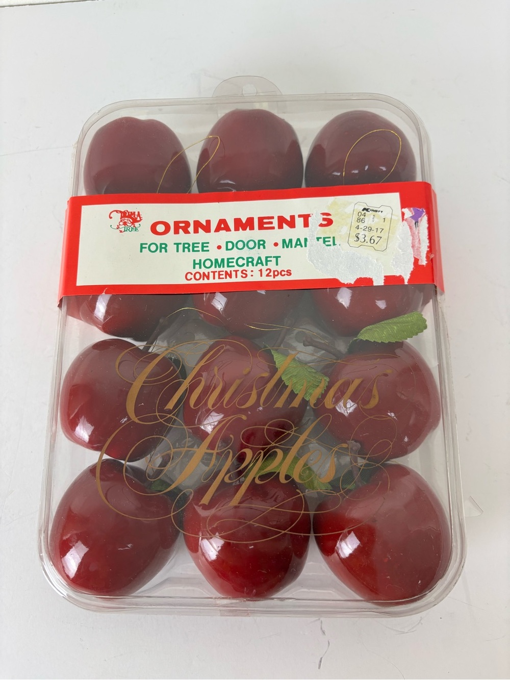 Vintage Christmas Apple Ornaments - Red Set of 12-NEW
